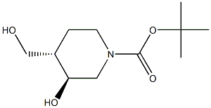 REL-叔丁基(3R,4R)-3-羟基-4-(羟甲基)哌啶-1-羧酸酯, 219975-81-2, 结构式