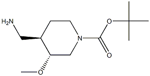 tert-butyl trans-4-(aminomethyl)-3-methoxypiperidine-1-carboxylate Structure