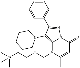 5-methyl-2-phenyl-3-(piperidin-1-yl)-4-((2-(trimethylsilyl)ethoxy)methyl)pyrazolo[1,5-a]pyrimidin-7(4H)-one Structure