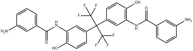 3,3′-ジアミノ-N,N′-[ペルフルオロプロパン-2,2-ジイルビス(6-ヒドロキシ-3,1-フェニレン)]ジベンズアミド 化学構造式