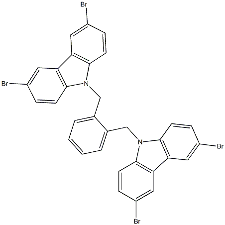 1,2-ビス[(3,6-ジブロモ-9H-カルバゾール-9-イル)メチル]ベンゼン 化学構造式