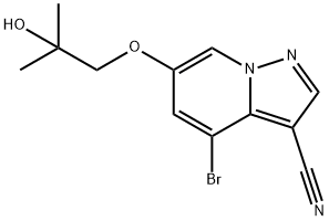 4-溴-6-(2-羟基-2-甲基丙氧基)吡唑并[1,5-A]吡啶-3-腈, 2222653-73-6, 结构式