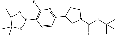 tert-butyl 3-(6-fluoro-5-(4,4,5,5-tetramethyl-1,3,2-dioxaborolan-2-yl)pyridin-2-yl)pyrrolidine-1-carboxylate, 2222996-03-2, 结构式