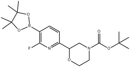 2-Fluoro-6-(N-Boc-morpholin-2-yl)pyridine-3-boronic acid pinacol ester 结构式