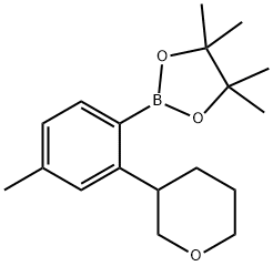 4,4,5,5-tetramethyl-2-(4-methyl-2-(tetrahydro-2H-pyran-3-yl)phenyl)-1,3,2-dioxaborolane Struktur