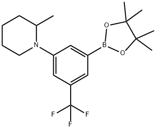 2-methyl-1-(3-(4,4,5,5-tetramethyl-1,3,2-dioxaborolan-2-yl)-5-(trifluoromethyl)phenyl)piperidine 结构式