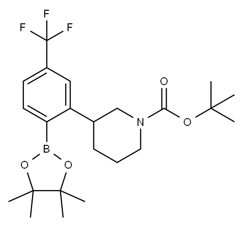 2-(N-Boc-Piperidin-3-yl)-4-(trifluoromethyl)phenylboronic acid pinacol ester 结构式