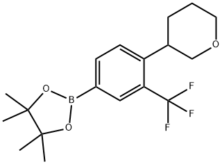4,4,5,5-tetramethyl-2-(4-(tetrahydro-2H-pyran-3-yl)-3-(trifluoromethyl)phenyl)-1,3,2-dioxaborolane 结构式