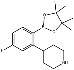 4-(5-fluoro-2-(4,4,5,5-tetramethyl-1,3,2-dioxaborolan-2-yl)phenyl)piperidine, 2223032-36-6, 结构式