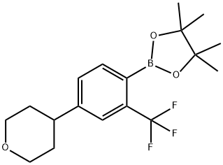 4,4,5,5-tetramethyl-2-(4-(tetrahydro-2H-pyran-4-yl)-2-(trifluoromethyl)phenyl)-1,3,2-dioxaborolane Struktur