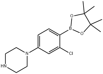 2-Chloro-4-(piperazin-1-yl)phenylboronic acid pinacol ester 结构式