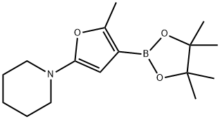 2-Methyl-5-(piperidino)furan-3-boronic acid pinacol ester Structure