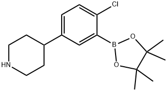 4-(4-chloro-3-(4,4,5,5-tetramethyl-1,3,2-dioxaborolan-2-yl)phenyl)piperidine, 2223050-01-7, 结构式