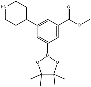 methyl 3-(piperidin-4-yl)-5-(4,4,5,5-tetramethyl-1,3,2-dioxaborolan-2-yl)benzoate, 2223051-74-7, 结构式