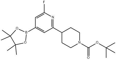 tert-butyl 4-(6-fluoro-4-(4,4,5,5-tetramethyl-1,3,2-dioxaborolan-2-yl)pyridin-2-yl)piperidine-1-carboxylate Struktur