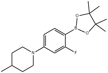 2-Fluoro-4-(4-methylpiperidin-1-yl)phenylboronic acid pinacol ester, 2223055-05-6, 结构式