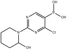 4-Chloro-2-(2-hydroxypiperidino)pyrimidine-5-boronic acid Struktur