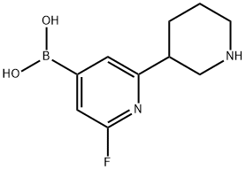2-Fluoro-6-(piperidin-3-yl)pyridine-4-boronic acid, 2225152-72-5, 结构式