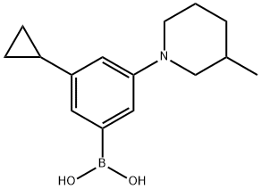 3-Cyclopropyl-5-(3-methylpiperidin-1-yl)phenylboronic acid Struktur