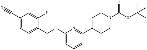 4-(6-(((4-氰基-2-氟苄基)氧基)吡啶-2-基)哌啶-1-甲酸叔丁酯, 2230200-28-7, 结构式