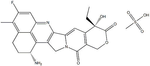 (1R,9S)-1-amino-9-ethyl-5-fluoro-9-hydroxy-4-methyl-1,2,3,9,12,15-hexahydro-10H,13H-benzo[de]pyrano[3',4':6,7]indolizino[1,2-b]quinoline-10,13-dione methanesulfonate Structure