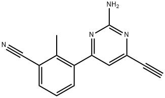 3-(2-氨基-6-乙炔基嘧啶-4-基)-2-甲基苯腈, 2239277-63-3, 结构式