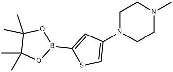 1-methyl-4-(5-(4,4,5,5-tetramethyl-1,3,2-dioxaborolan-2-yl)thiophen-3-yl)piperazine Struktur