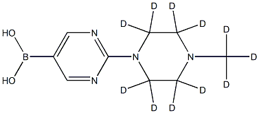 (2-(4-(methyl-d3)piperazin-1-yl-2,2,3,3,5,5,6,6-d8)pyrimidin-5-yl)boronic acid Struktur