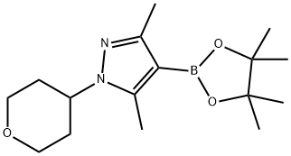 3,5-dimethyl-1-(tetrahydro-2H-pyran-4-yl)-4-(4,4,5,5-tetramethyl-1,3,2-dioxaborolan-2-yl)-1H-pyrazole 化学構造式