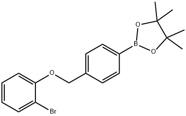 2-(4-((2-bromophenoxy)methyl)phenyl)-4,4,5,5-tetramethyl-1,3,2-dioxaborolane Struktur