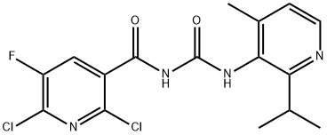 2,6-dichloro-5-fluoro-N-((2-isopropyl-4-methylpyridin-3-yl)carbamoyl)nicotinamide 化学構造式