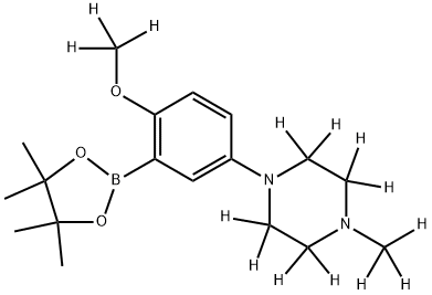 1-(4-(methoxy-d3)-3-(4,4,5,5-tetramethyl-1,3,2-dioxaborolan-2-yl)phenyl)-4-(methyl-d3)piperazine-2,2,3,3,5,5,6,6-d8 Struktur
