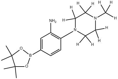2-(4-(methyl-d3)piperazin-1-yl-2,2,3,3,5,5,6,6-d8)-5-(4,4,5,5-tetramethyl-1,3,2-dioxaborolan-2-yl)aniline,2256705-22-1,结构式