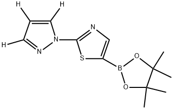 2-(1H-pyrazol-1-yl-d3)-5-(4,4,5,5-tetramethyl-1,3,2-dioxaborolan-2-yl)thiazole Struktur