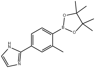 2-(3-methyl-4-(4,4,5,5-tetramethyl-1,3,2-dioxaborolan-2-yl)phenyl)-1H-imidazole Struktur