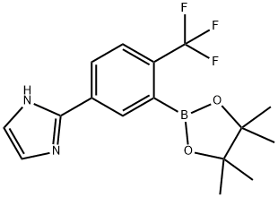 2-(3-(4,4,5,5-tetramethyl-1,3,2-dioxaborolan-2-yl)-4-(trifluoromethyl)phenyl)-1H-imidazole 结构式