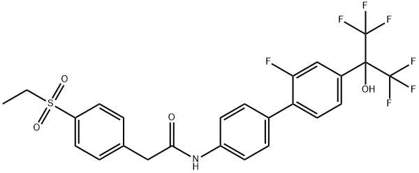 Benzeneacetamide, 4-(ethylsulfonyl)-N-[2'-fluoro-4'-[2,2,2-trifluoro-1-hydroxy-1-(trifluoromethyl)ethyl][1,1'-biphenyl]-4-yl]- Structure