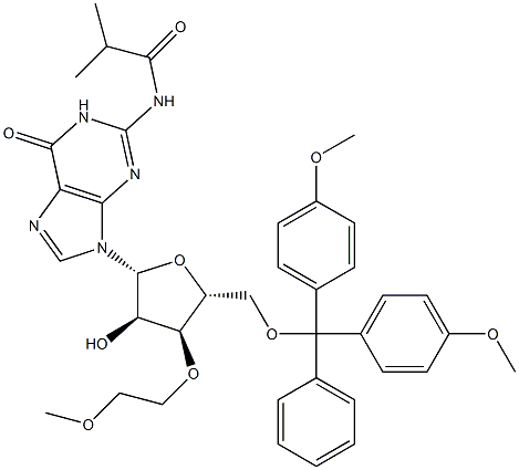 N2-iso-Butyroyl-5'-O-(4,4'-dimethoxytrityl)-3'-O-(methoxyethyl)guanosine,256224-05-2,结构式