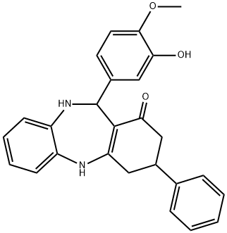 11-(3-hydroxy-4-methoxyphenyl)-3-phenyl-2,3,4,5,10,11-hexahydro-1H-dibenzo[b,e][1,4]diazepin-1-one,297159-67-2,结构式