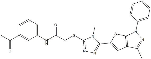 N-(3-acetylphenyl)-2-{[4-methyl-5-(3-methyl-1-phenyl-1H-thieno[2,3-c]pyrazol-5-yl)-4H-1,2,4-triazol-3-yl]sulfanyl}acetamide Structure