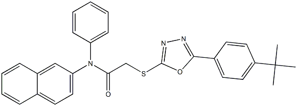 2-{[5-(4-tert-butylphenyl)-1,3,4-oxadiazol-2-yl]sulfanyl}-N-(2-naphthyl)-N-phenylacetamide 结构式