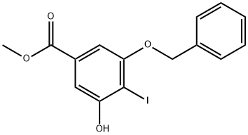 3-benzyloxy-5-hydroxy-4-iodo-benzoic acid methyl ester Struktur