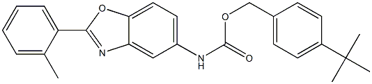 4-tert-butylbenzyl 2-(2-methylphenyl)-1,3-benzoxazol-5-ylcarbamate 化学構造式