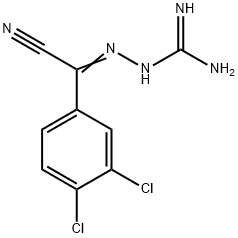 Hydrazinecarboximidamide, 2-[cyano(3,4-dichlorophenyl)methylene]- Struktur