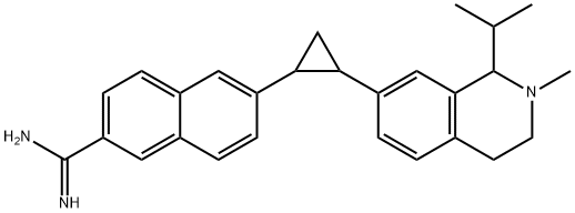 2-NaphthalenecarboxiMidaMide, 6-[2-[1,2,3,4-tetrahydro-2-Methyl-1-(1-Methylethyl)-7-isoquinolinyl]cyclopropyl]-, 371217-32-2, 结构式