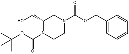 1,4-Piperazinedicarboxylic acid, 2-(hydroxymethyl)-, 1-(1,1-dimethylethyl) 4-(phenylmethyl) ester, (2S)- Struktur