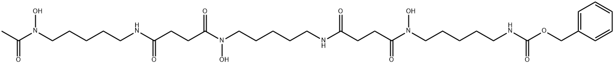 benzyl N-[5-(N-hydroxy-3-{[5-(N-hydroxy-3-{[5-(N-hydroxyacetamido)pentyl]carbamoyl}propanamido)pentyl]carbamoyl}propanamido)pentyl]carbamate Structure