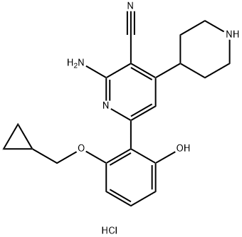 2-Amino-6-[2-(cyclopropylmethoxy)-6-hydroxyphenyl]-4-(4-piperidinyl)-3-pyridinecarbonitrile hydrochloride Structure