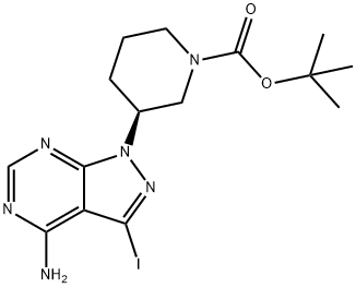 (S)-3-(4-氨基-3-碘-1H-吡唑并[3,4-D]嘧啶-1-基)-1-哌啶羧酸盐, 461702-66-9, 结构式