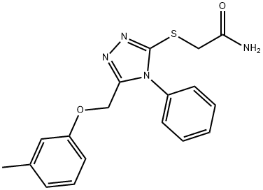 2-[(5-{[(3-methylphenyl)oxy]methyl}-4-phenyl-4H-1,2,4-triazol-3-yl)sulfanyl]acetamide Struktur